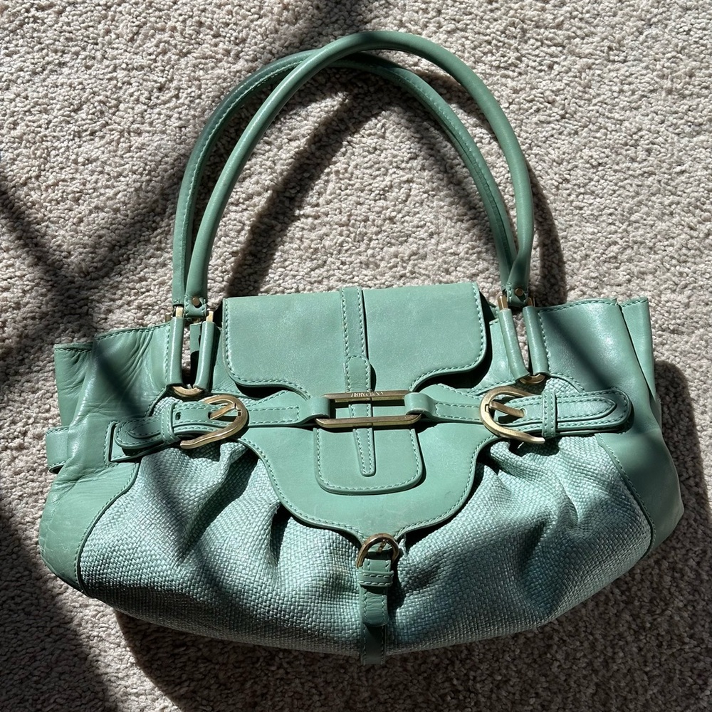 Jimmy Choo Green Leather Shoulder Bag